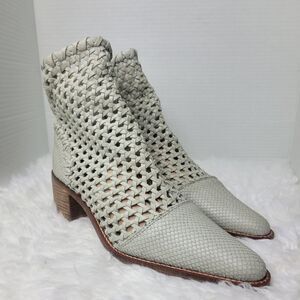 Free People In The Loop Woven Womens Bootie Size 8.5 Gray Leather Zip Boots